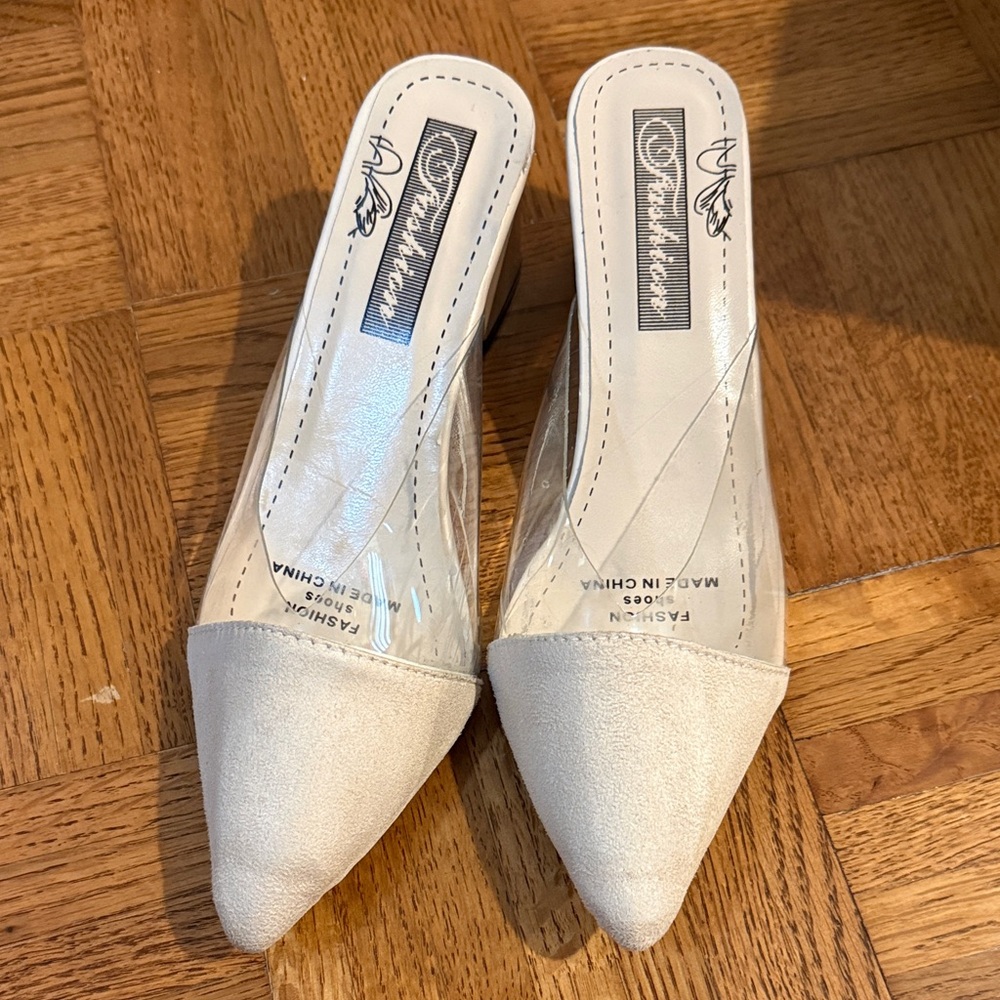 Clear and White Women's Mules